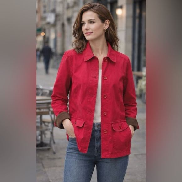 Red Button-Up Barn Jacket - Picture 3 of 4